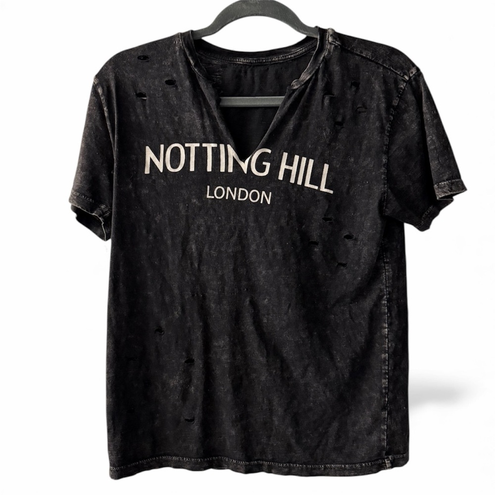 Maeve Notting Hill Distressed Faded Gray T-Shirt
